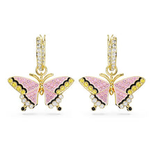 Load image into Gallery viewer, Idyllia drop earrings Butterfly, Multicolored, Gold-tone plated