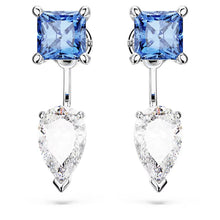 Load image into Gallery viewer, Mesmera earring jackets Mixed cuts, Detachable, Blue, Rhodium plated