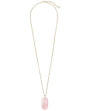 Load image into Gallery viewer, Faceted Reid Gold Long Pendant Necklace in Rose Quartz