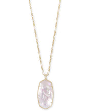 Load image into Gallery viewer, Faceted Reid Gold Long Pendant Necklace in Ivory Mother Of Pearl