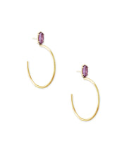 Load image into Gallery viewer, Small Pepper Gold Hoop Earrings in Purple Mica