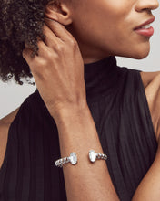 Load image into Gallery viewer, Macrame Elton Silver Cuff Bracelet In Ivory Mother-Of-Pearl