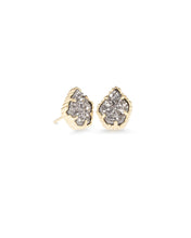 Load image into Gallery viewer, Tessa Gold Stud Earrings in Platinum Drusy