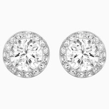 Load image into Gallery viewer, ANGELIC PIERCED EARRINGS, WHITE, RHODIUM PLATED