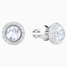 Load image into Gallery viewer, ANGELIC PIERCED EARRINGS, WHITE, RHODIUM PLATED