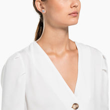 Load image into Gallery viewer, ANGELIC PIERCED EARRINGS, WHITE, RHODIUM PLATED