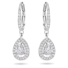 Load image into Gallery viewer, Angelic drop earrings Pear cut, White, Rhodium plated