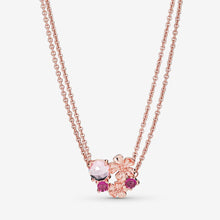 Load image into Gallery viewer, Pink Peach Blossom Flower Double Chain Necklace