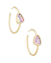 Load image into Gallery viewer, Margot Gold Hoop Earrings in Lilac Abalone