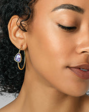 Load image into Gallery viewer, Margot Gold Hoop Earrings in Lilac Abalone