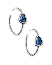 Load image into Gallery viewer, Margot Vintage Silver Hoop Earrings in Navy Wood