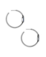 Load image into Gallery viewer, Margot Vintage Silver Hoop Earrings in Navy Wood