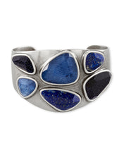 Load image into Gallery viewer, Margot Vintage Silver Statement Cuff Bracelet in Navy Mix