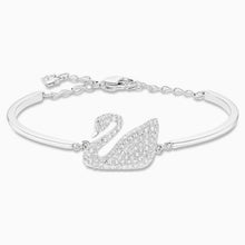 Load image into Gallery viewer, SWAN BANGLE, WHITE, RHODIUM PLATED
