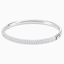 Load image into Gallery viewer, STONE BANGLE, WHITE, RHODIUM PLATED