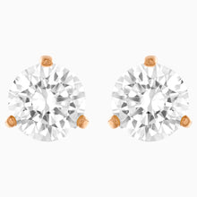 Load image into Gallery viewer, Solitaire Pierced Earrings, White, Rose-gold tone plated