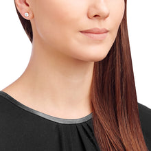 Load image into Gallery viewer, Solitaire Pierced Earrings, White, Rose-gold tone plated