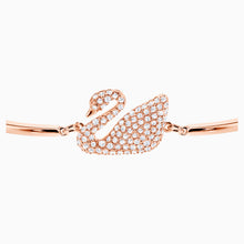 Load image into Gallery viewer, SWAN BANGLE, WHITE, ROSE-GOLD TONE PLATED