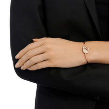 Load image into Gallery viewer, SWAN BANGLE, WHITE, ROSE-GOLD TONE PLATED
