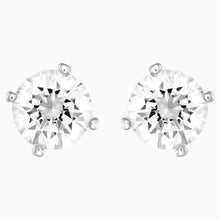 Load image into Gallery viewer, ATTRACT PIERCED EARRINGS, WHITE, RHODIUM PLATED