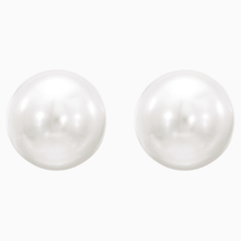 Load image into Gallery viewer, ATTRACT PIERCED EARRINGS, WHITE, RHODIUM PLATED