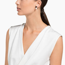 Load image into Gallery viewer, SWAROVSKI ICONIC SWAN PIERCED EARRING JACKETS, BLACK, ROSE-GOLD TONE PLATED