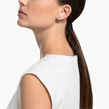 Load image into Gallery viewer, CREATIVITY CIRCLE PIERCED EARRINGS, WHITE, ROSE-GOLD TONE PLATED