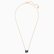 Load image into Gallery viewer, SWAROVSKI ICONIC SWAN PENDANT, BLACK, ROSE-GOLD TONE PLATED