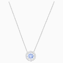 Load image into Gallery viewer, SWAROVSKI SPARKLING DANCE ROUND NECKLACE, BLUE, RHODIUM PLATED