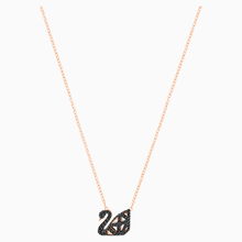 Load image into Gallery viewer, FACET SWAN NECKLACE, BLACK, MIXED METAL FINISH