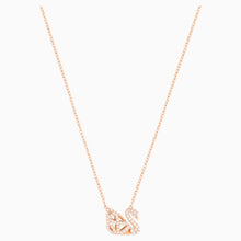 Load image into Gallery viewer, FACET SWAN NECKLACE, BLACK, MIXED METAL FINISH