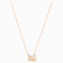 Load image into Gallery viewer, FACET SWAN NECKLACE, BLACK, MIXED METAL FINISH