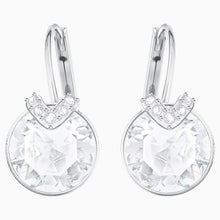 Load image into Gallery viewer, BELLA V PIERCED EARRINGS, WHITE, RHODIUM PLATED