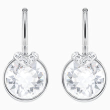 Load image into Gallery viewer, BELLA V PIERCED EARRINGS, WHITE, RHODIUM PLATED