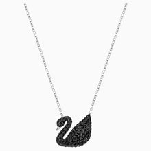Load image into Gallery viewer, SWAROVSKI ICONIC SWAN PENDANT, BLACK, RHODIUM PLATED