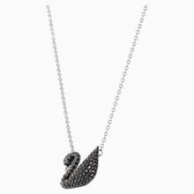 Load image into Gallery viewer, SWAROVSKI ICONIC SWAN PENDANT, BLACK, RHODIUM PLATED