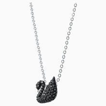 Load image into Gallery viewer, SWAROVSKI ICONIC SWAN PENDANT, BLACK, RHODIUM PLATED
