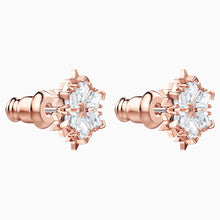 Load image into Gallery viewer, Magic Pierced Earrings, White, Rose-gold tone plated
