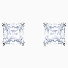 Load image into Gallery viewer, ATTRACT STUD PIERCED EARRINGS, WHITE, RHODIUM PLATED