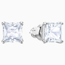 Load image into Gallery viewer, ATTRACT STUD PIERCED EARRINGS, WHITE, RHODIUM PLATED