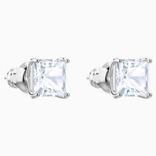 Load image into Gallery viewer, ATTRACT STUD PIERCED EARRINGS, WHITE, RHODIUM PLATED