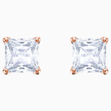 Load image into Gallery viewer, ATTRACT STUD PIERCED EARRINGS, WHITE, ROSE-GOLD TONE PLATED