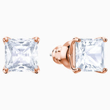Load image into Gallery viewer, ATTRACT STUD PIERCED EARRINGS, WHITE, ROSE-GOLD TONE PLATED