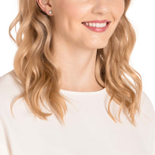 Load image into Gallery viewer, ATTRACT STUD PIERCED EARRINGS, WHITE, ROSE-GOLD TONE PLATED
