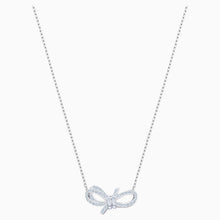 Load image into Gallery viewer, LIFELONG BOW NECKLACE, WHITE, RHODIUM PLATED