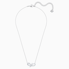 Load image into Gallery viewer, LIFELONG BOW NECKLACE, WHITE, RHODIUM PLATED