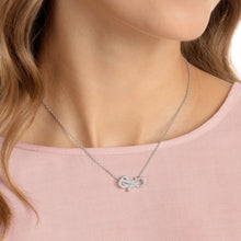 Load image into Gallery viewer, LIFELONG BOW NECKLACE, WHITE, RHODIUM PLATED