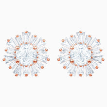 Load image into Gallery viewer, SUNSHINE PIERCED EARRINGS, WHITE, ROSE-GOLD TONE PLATED
