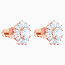 Load image into Gallery viewer, SUNSHINE PIERCED EARRINGS, WHITE, ROSE-GOLD TONE PLATED