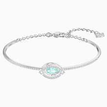 Load image into Gallery viewer, SWAROVSKI SPARKLING DANCE BANGLE, GREEN, RHODIUM PLATED